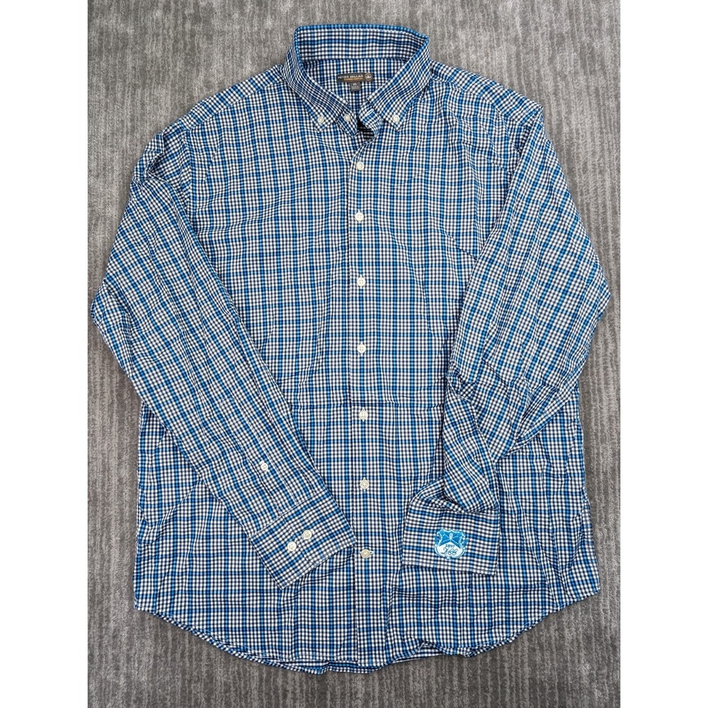 Peter Millar Summer Comfort Button Up Shirt Mens XL Blue Plaid Performance